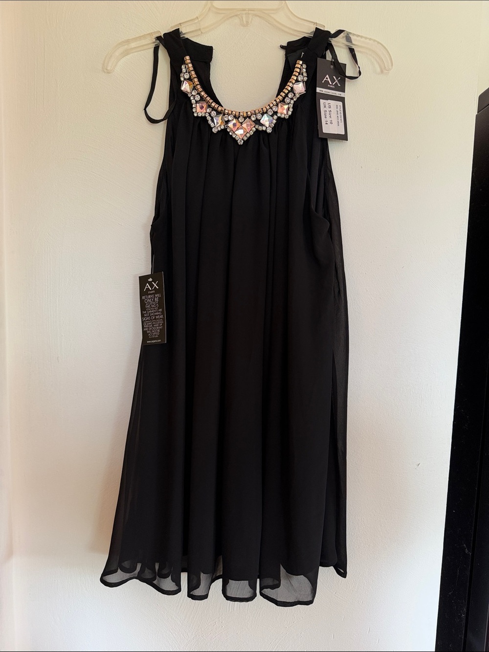 A/X Armani Exchange Black Midi Dress with Jeweled Neckline